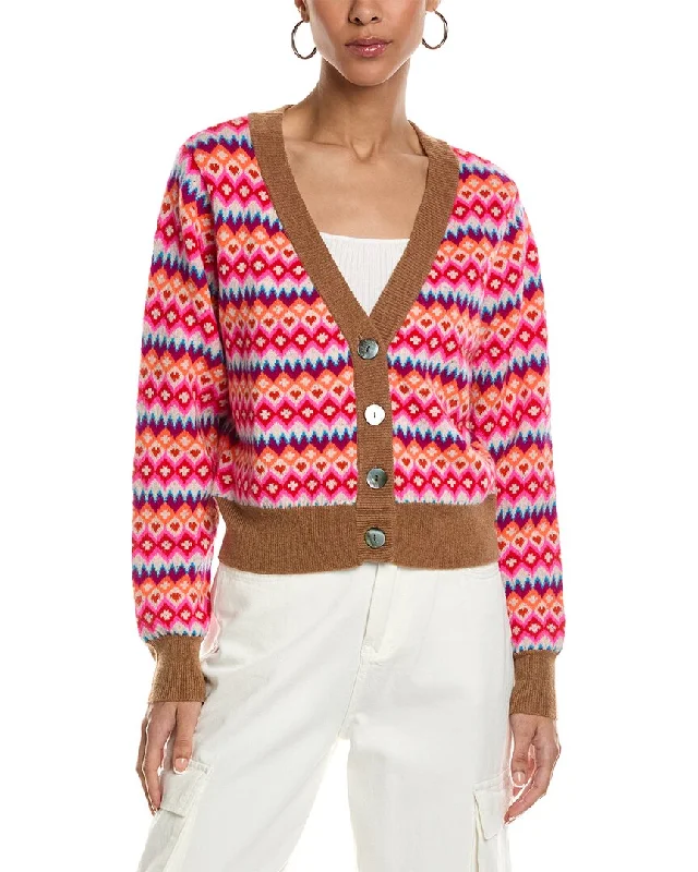 button down women cardigan with vintage buttonsBrodie Cashmere Farley Fairisle Cashmere Cardigan