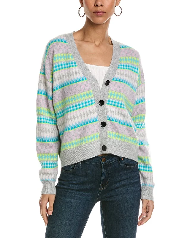 maternity women cardigan for expecting momsBrodie Cashmere Popping Fairisle Cashmere Cardigan