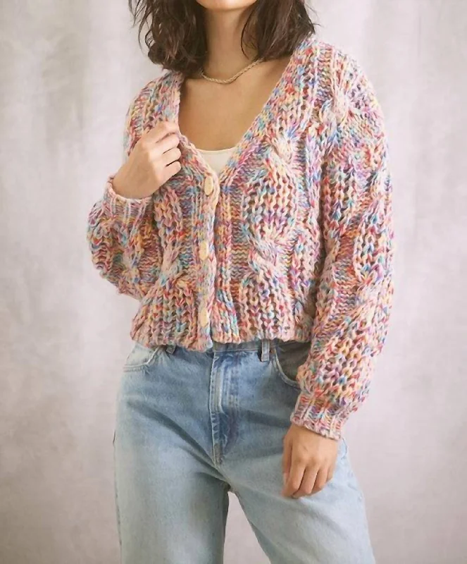 sequin embellished women cardigan for special occasionsCable Knit Cardigan In Multi