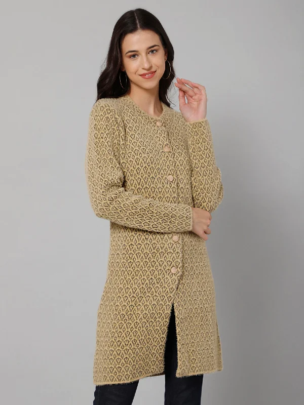 maternity women cardigan for expecting momsWomen's Casual  Khaki Round neck Long Cardigan Sweater