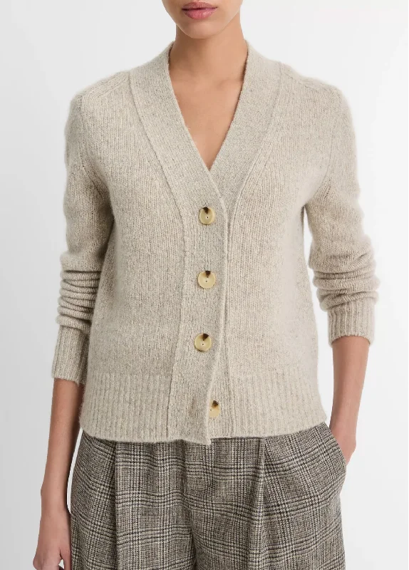 machine washable women cardigan for easy careCashmere Donegal Cardigan - Biscuit