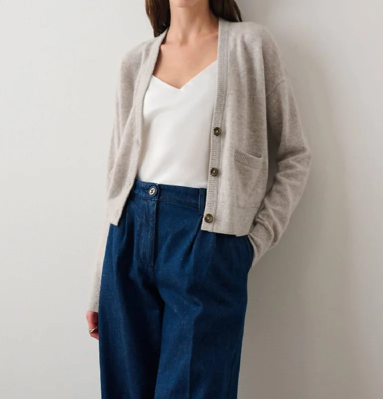 plus size women cardigan for comfortable layeringCashmere Pocket Cardigan In Misty Grey Heather