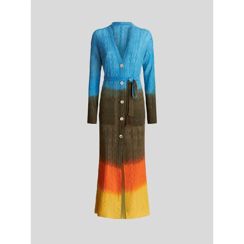 sequin embellished women cardigan for special occasionsColour Shaded Long Cable Wool Cardigan