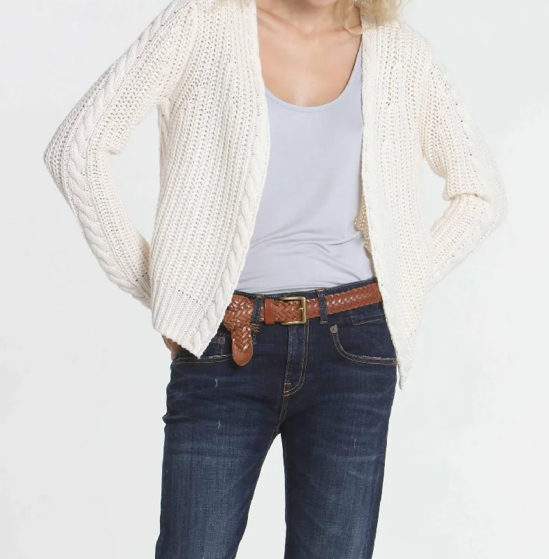 long length women cardigan with side slitsCool Days Cardigan In White