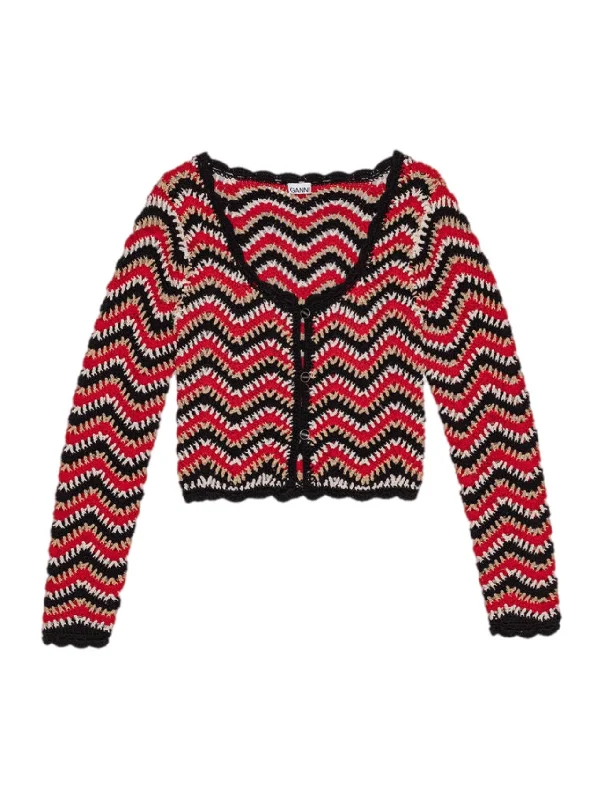 cashmere blend women cardigan for a luxurious feelGanni Cotton Crochet Cardigan