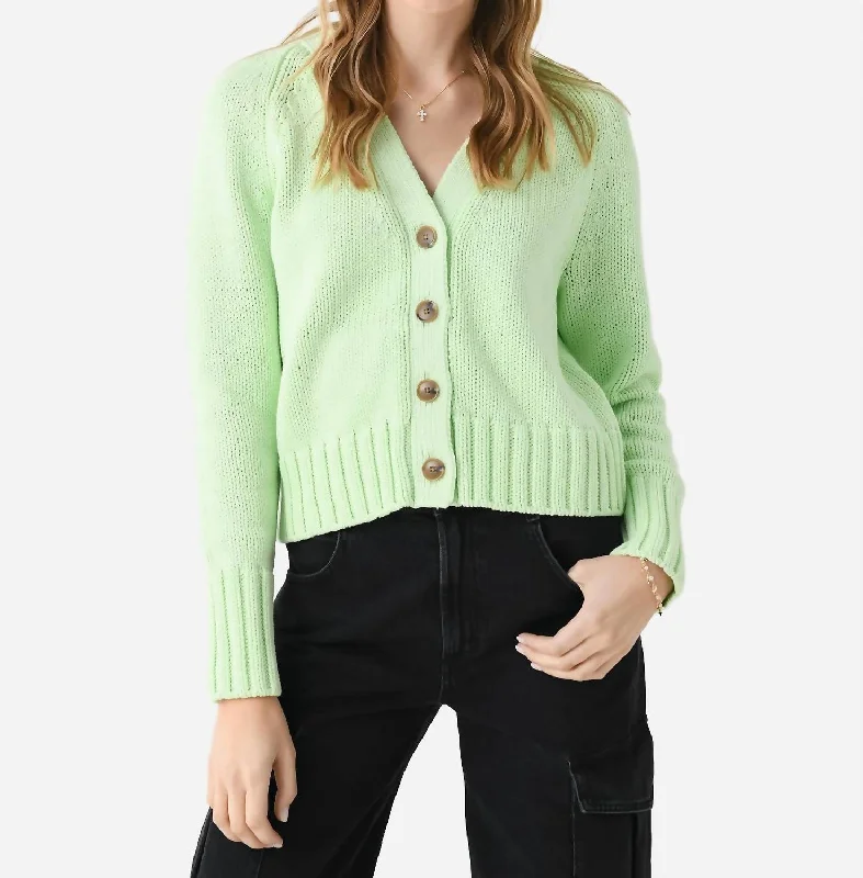 organic cotton women cardigan for an eco - friendly choiceCotton Rope Button Cardigan In Lime Cord