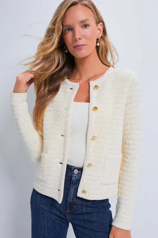 oversized women cardigan for a trendy and cozy lookCream Woven Maybourne Cardigan