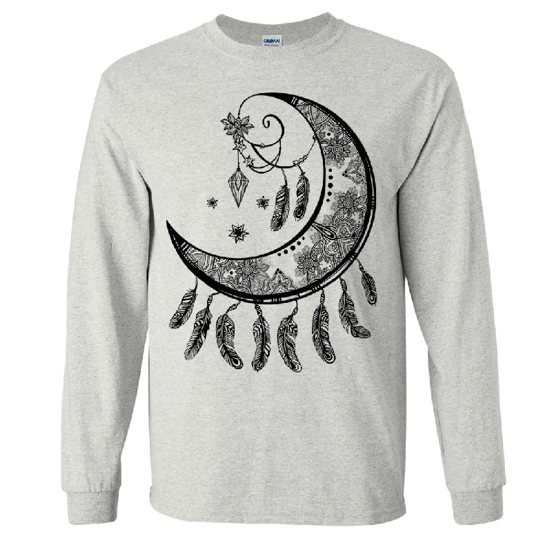 Crescent Moon Dreamcatcher Black Long Sleeve Shirt