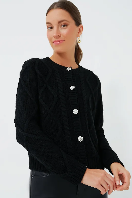 sequin embellished women cardigan for special occasionsCrystal Button Victoria Long Sleeve Cardigan
