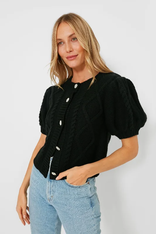 button down women cardigan with vintage buttonsCrystal Button Victoria Short Sleeve Cardigan