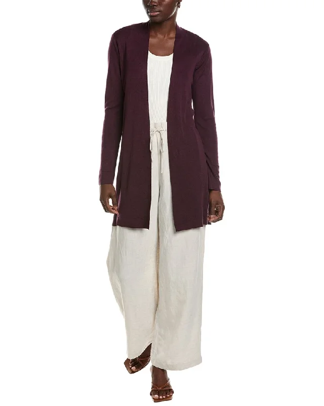 organic cotton women cardigan for an eco - friendly choiceEILEEN FISHER Straight Silk-Blend Cardigan