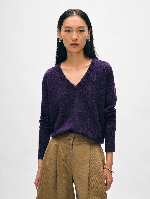 Cropped Women's Angora Blend Sweaters for a Trendy LookCashmere V Neck