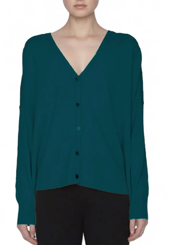 cable knit women cardigan with intricate patternsEvan Button Down Wool Cashmere Cardigan In Verde
