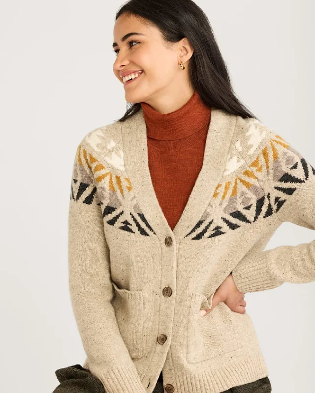 sequin embellished women cardigan for special occasionsFair Isle Cardigan<br>Oatmeal Multi