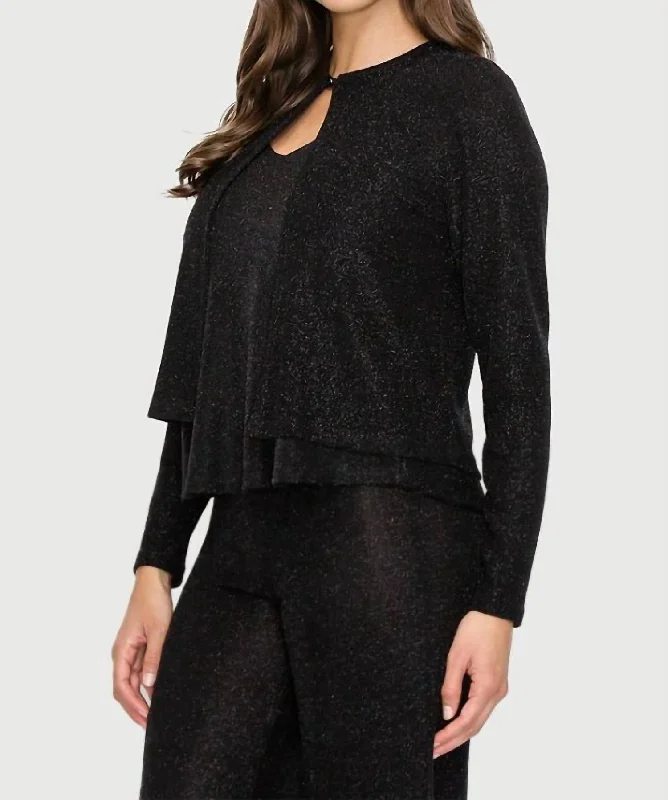 sequin embellished women cardigan for special occasionsGlitter Top Button Cardigan In Black