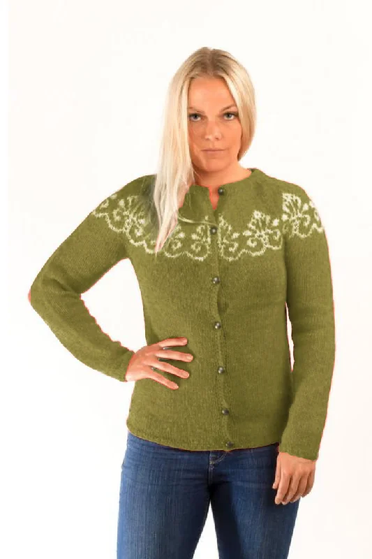 hooded women cardigan for added warmth and styleHruni Wool Cardigan Light Green