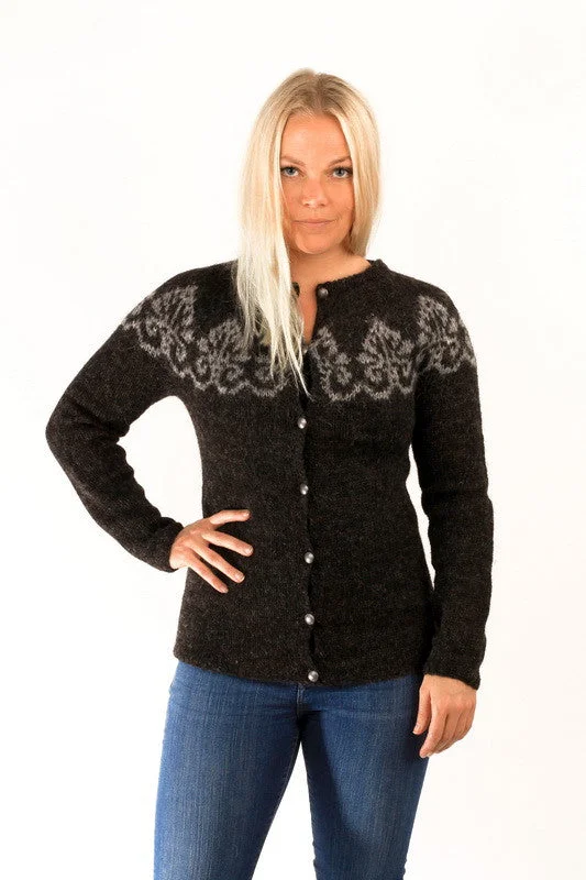open front women cardigan for easy stylingHruni Wool Cardigan Black