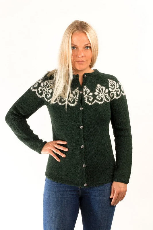 organic cotton women cardigan for an eco - friendly choiceHruni Wool Cardigan Green