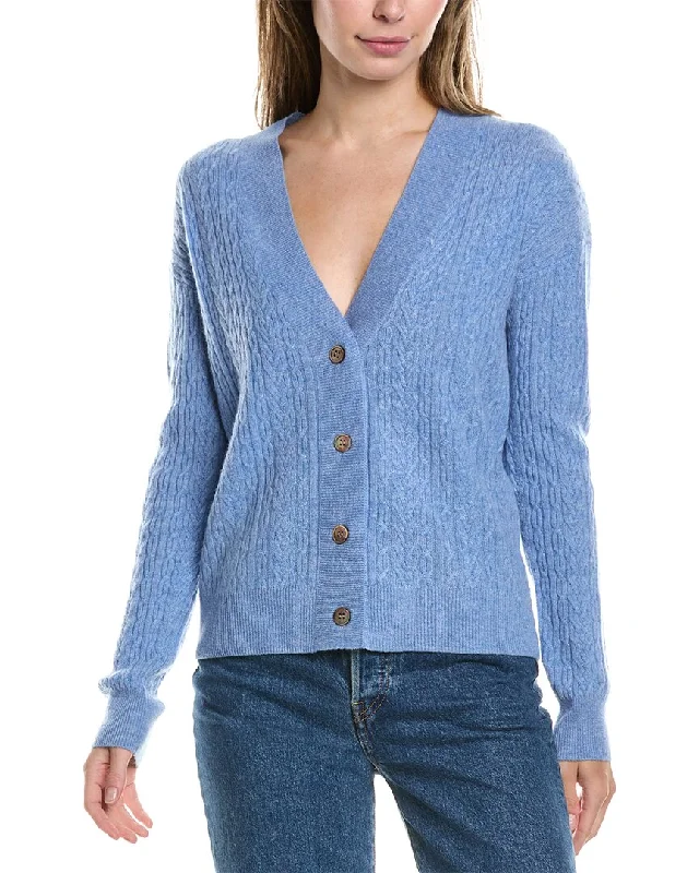 cropped women cardigan to pair with high - waisted jeansInCashmere Cable Cashmere Cardigan