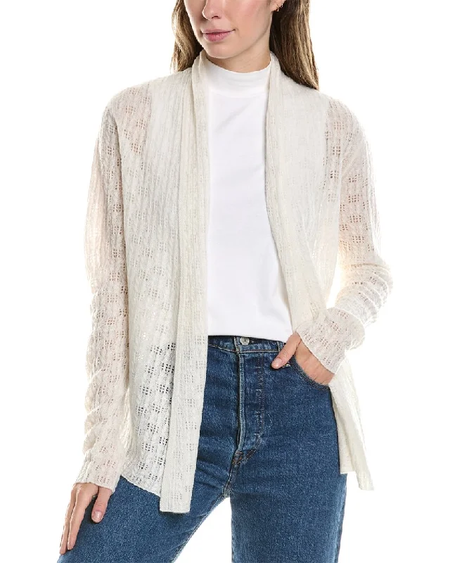 open front women cardigan for easy stylingInCashmere Pointelle Cashmere Cardigan