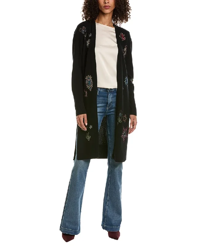 open front women cardigan for easy stylingJohnny Was Ladie Rhinestone Wool & Cashmere-Blend Cardigan