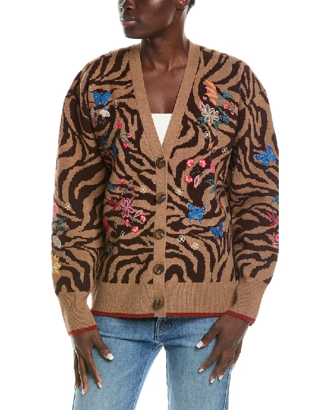 long length women cardigan with side slitsJohnny Was Sandra Wool & Cashmere-Blend Cardigan