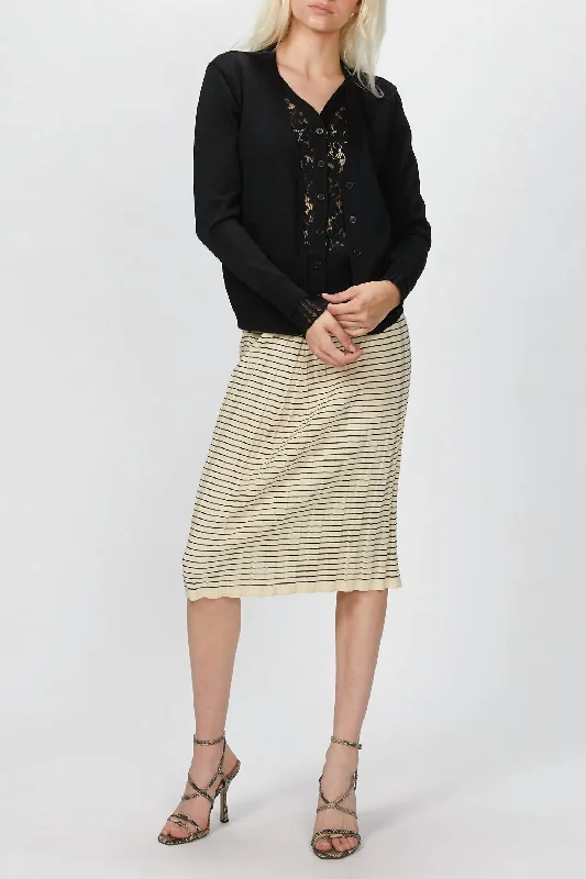 machine washable women cardigan for easy careLace Paneled Cardigan In Black