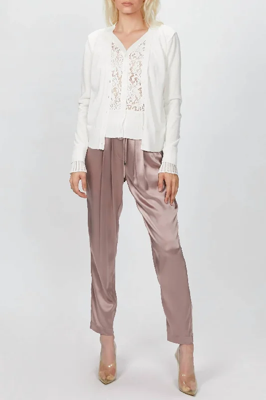 maternity women cardigan for expecting momsLace Paneled Cardigan In Ivory