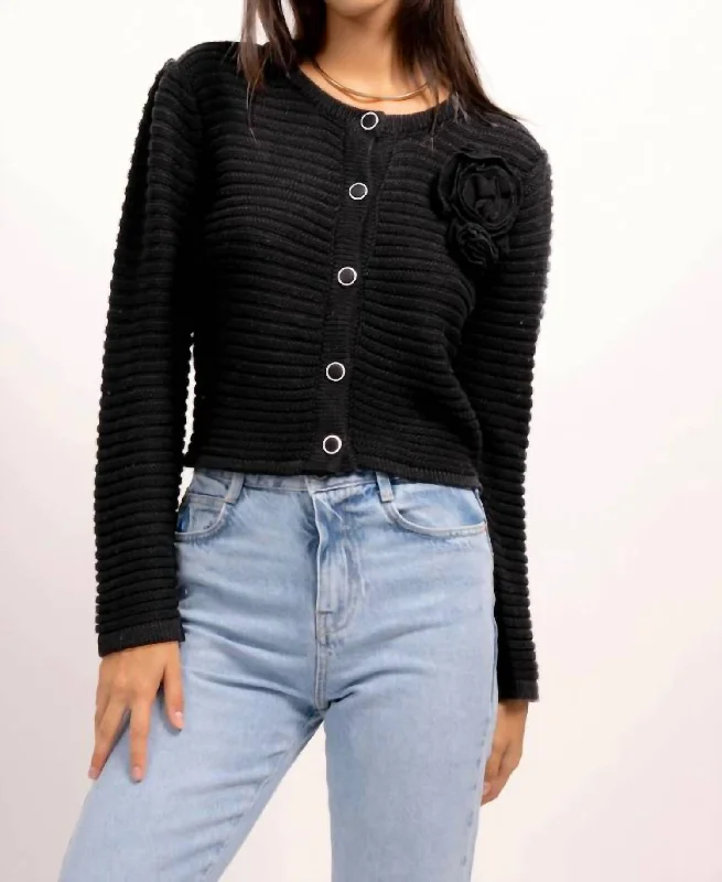 maternity women cardigan for expecting momsLeo Rosette Cardigan In Black