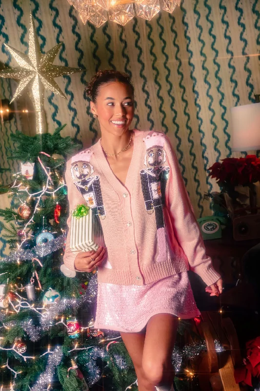 lightweight women cardigan for spring and fallLight Pink Champagne Nutcracker Cardigan