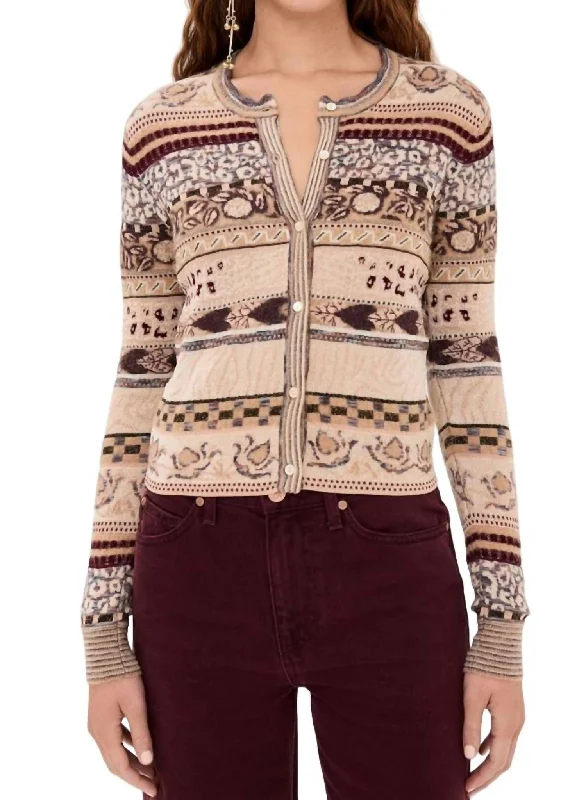 ribbed women cardigan with a classic textureLiza Cardigan In Valerian