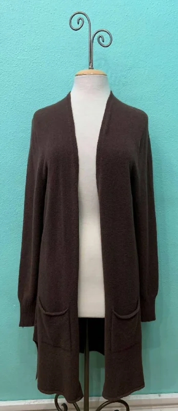 organic cotton women cardigan for an eco - friendly choiceLong Knit Cardigan In Chocolate