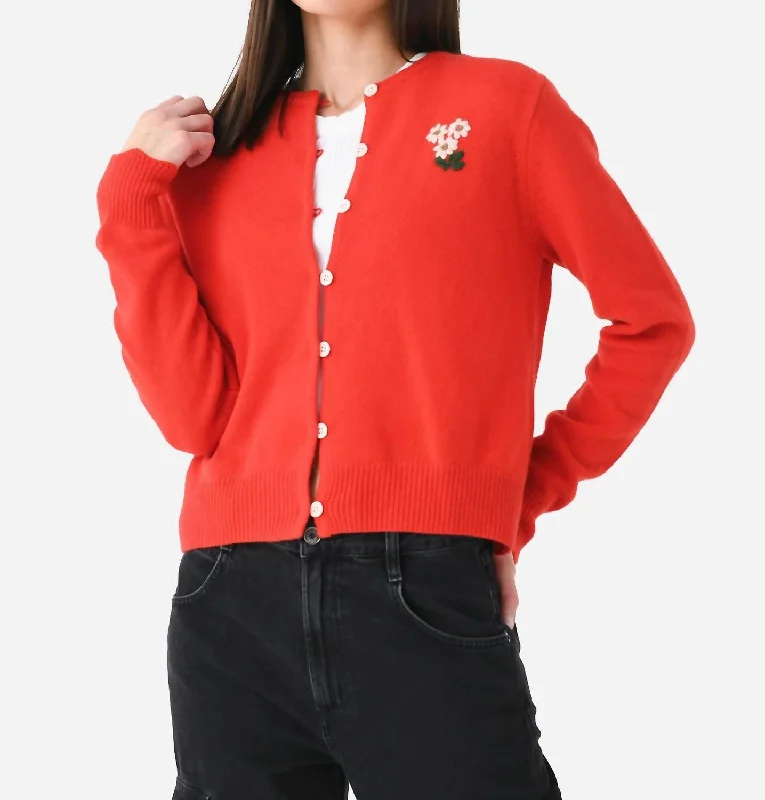 color block women cardigan with bold huesLoretta Cardigan In Cherry
