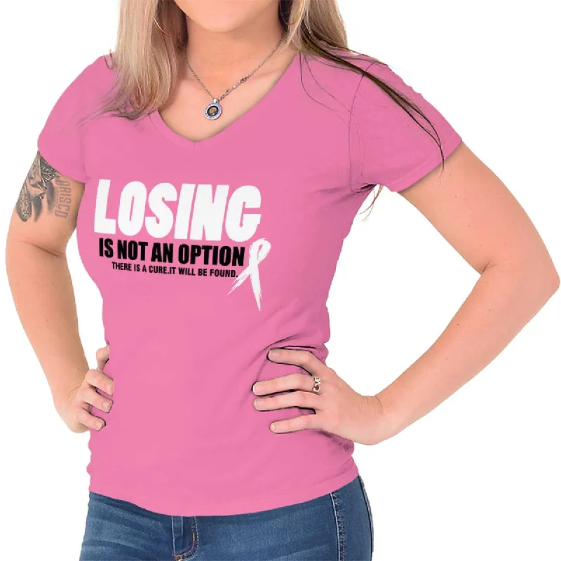 Breast Cancer Awareness Junior Fit V-Neck T Shirt