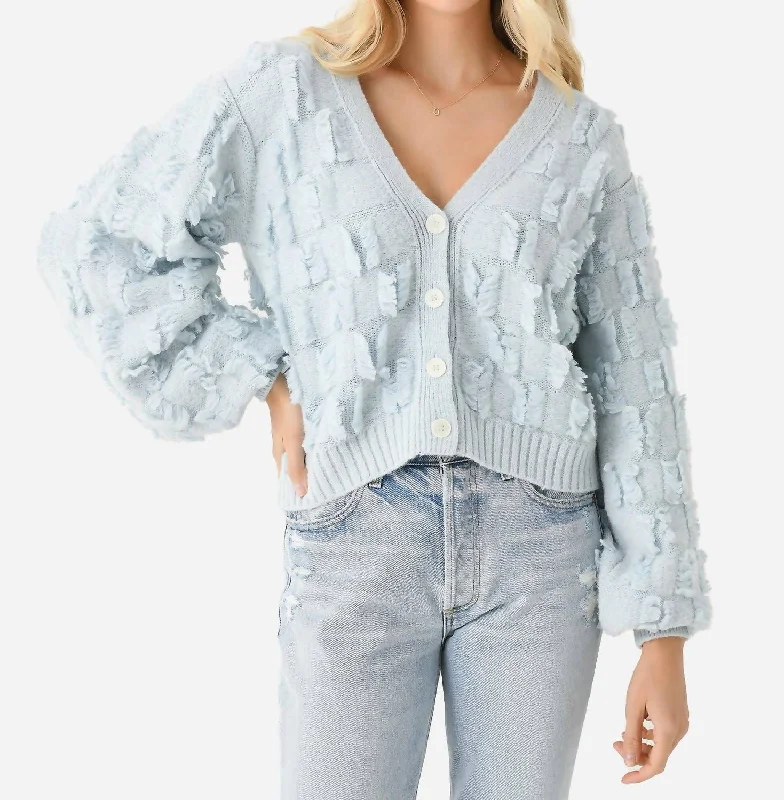 long length women cardigan with side slitsLuella Cardigan In Powder