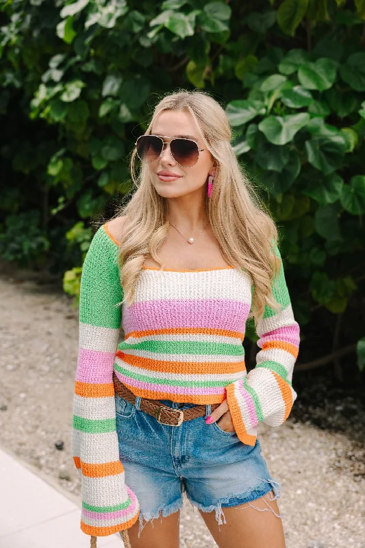 Make It Better Multi Striped Square Neck Sweater