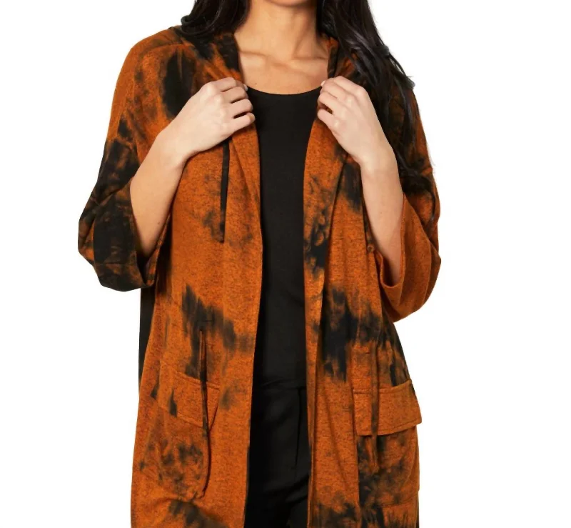open front women cardigan for easy stylingMarble Wash Drawstring Cardigan In Spice