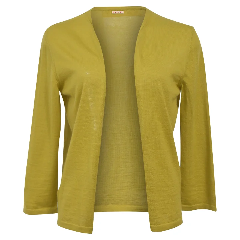 hooded women cardigan for added warmth and styleMarni Open-Front Cardigan in Yellow Wool