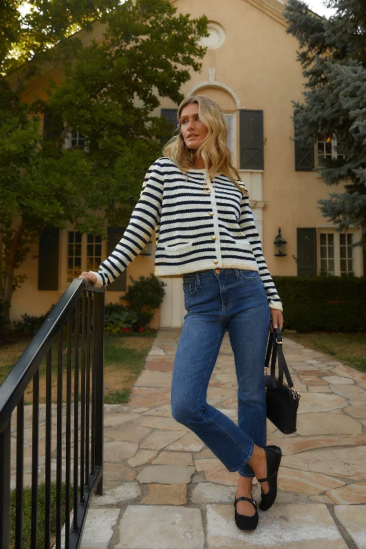 lightweight women cardigan for spring and fallMila Striped Sweater Cardigan