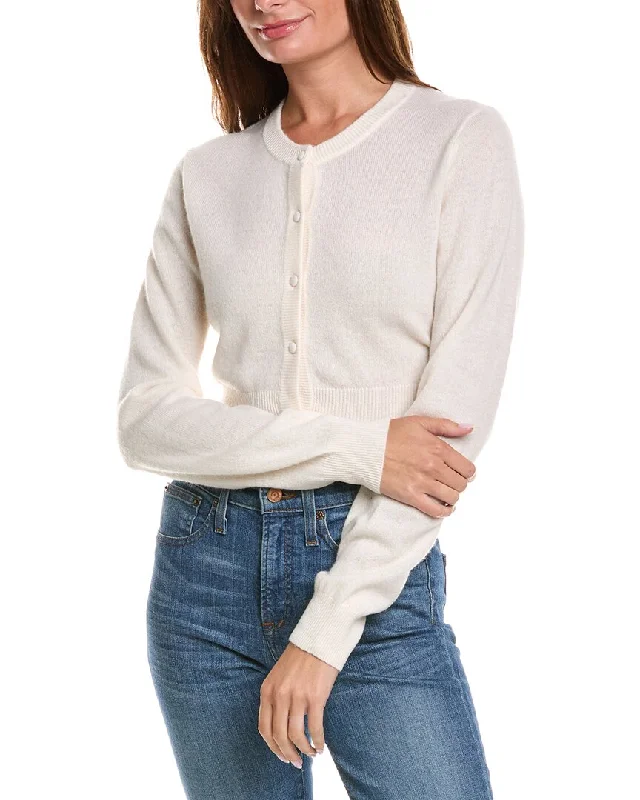 machine washable women cardigan for easy careMinnie Rose Cropped Novelty Buttons Cashmere Cardigan