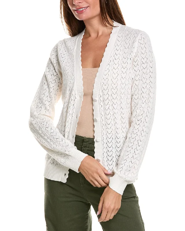 boyfriend style women cardigan for a relaxed fitMinnie Rose Heart Pointelle Cashmere-Blend Cardigan