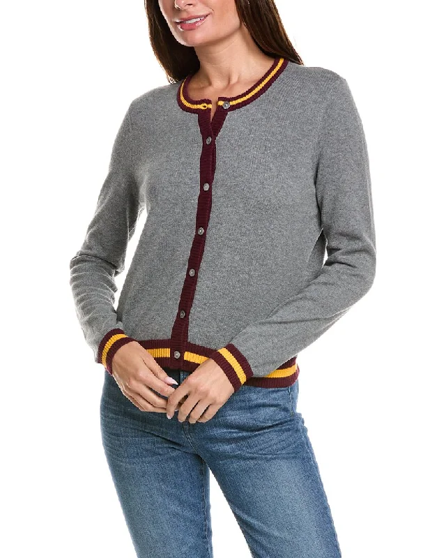 maternity women cardigan for expecting momsMinnie Rose Stripe Detail Cashmere-Blend Cardigan