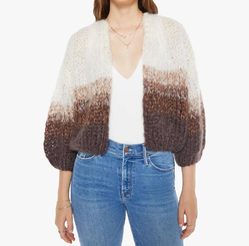 lightweight women cardigan for spring and fallMohair Bomber Cardigan In Ombre Brown