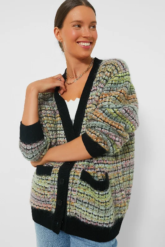 oversized women cardigan for a trendy and cozy lookMulticolored Tweed Cardigan