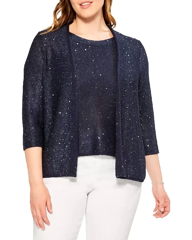 color block women cardigan with bold huesNavy Sequin Cardigan
