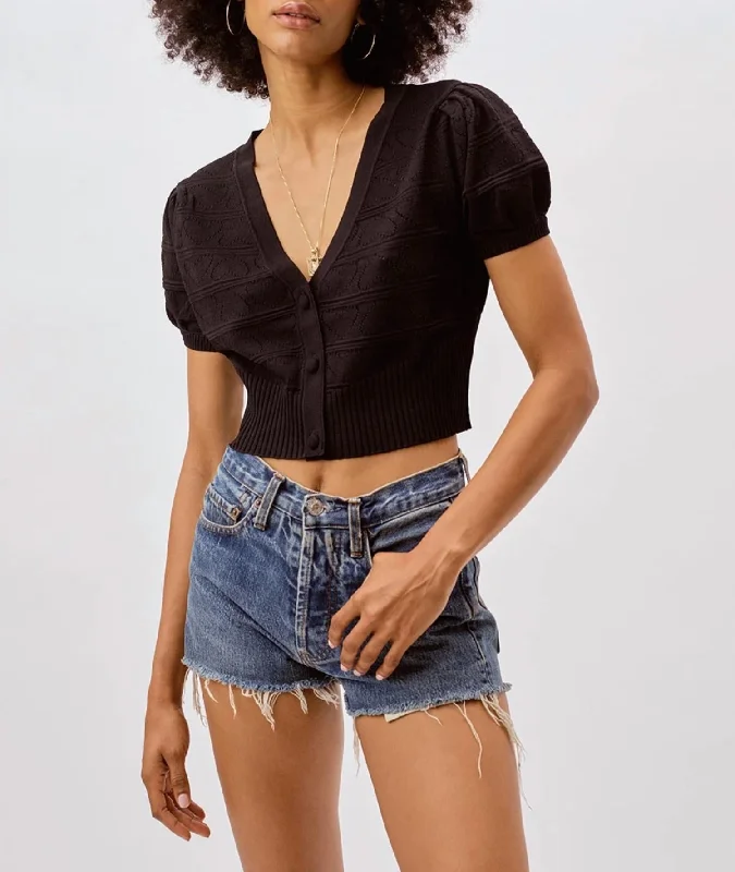oversized women cardigan for a trendy and cozy lookNeve Crop Cardigan In Black