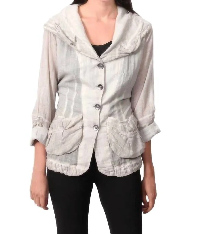 v neck women cardigan to elongate the necklineOil Wash Hooded Button-Up Cardigan In Sand