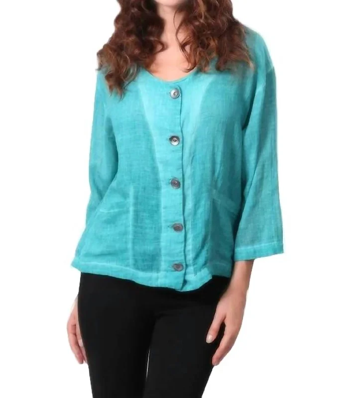 sequin embellished women cardigan for special occasionsOil Wash Pocket Cardigan In Teal