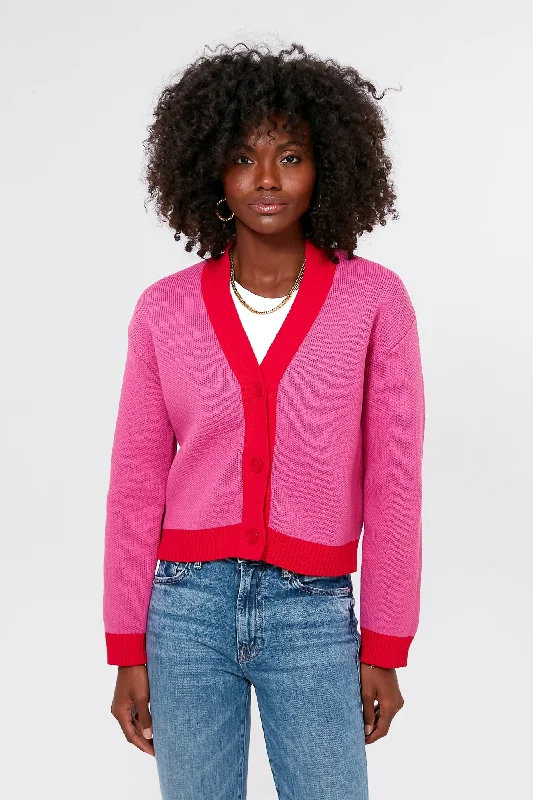 color block women cardigan with bold huesPink and Red Emily Cardigan