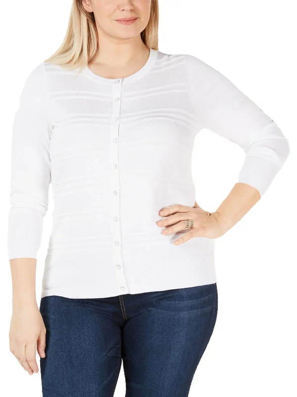 cropped women cardigan to pair with high - waisted jeansPlus Womens Layering Textured Cardigan Sweater
